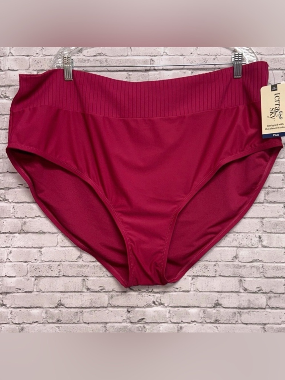 Terra & Sky Pink Womens Size 4XL Pink Swim Bottom High Waist Tummy Control NEW